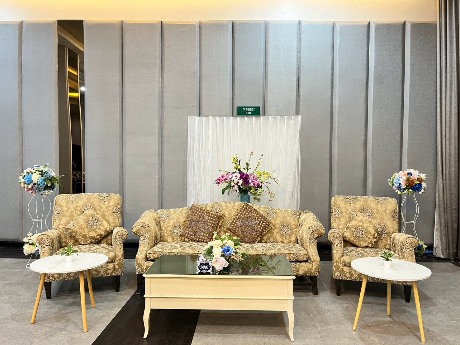 VIP lounge corner with sofas and armchairs