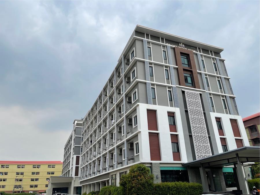 Grand Inter Hotel building with balconies and the entrance canopy