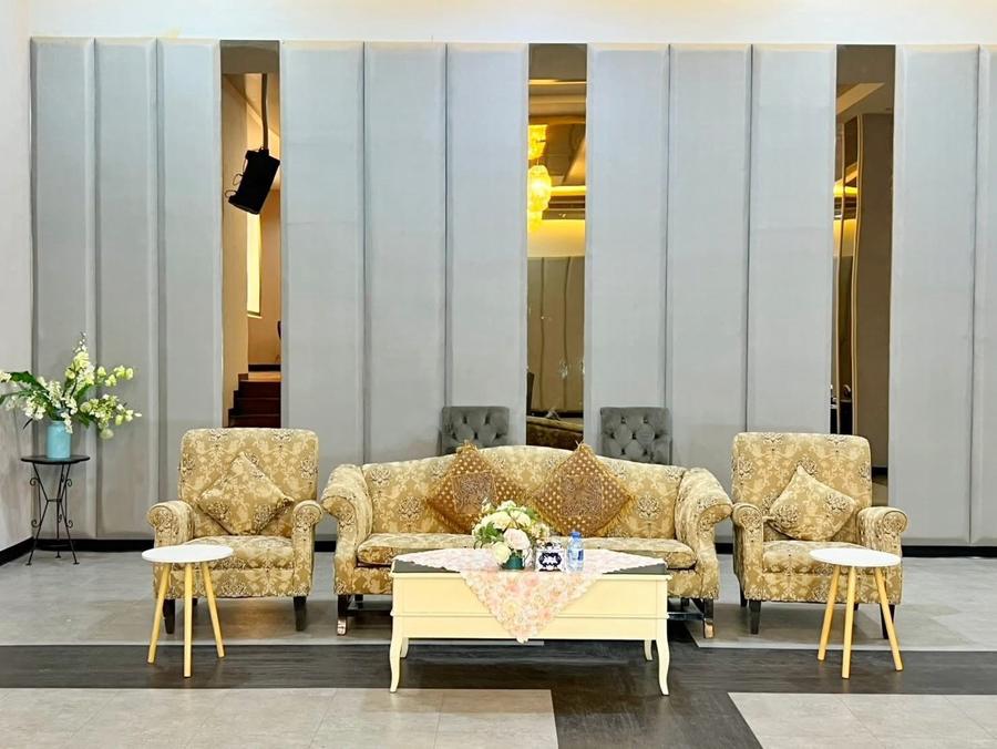 VIP lounge sofas in the ballroom foyer