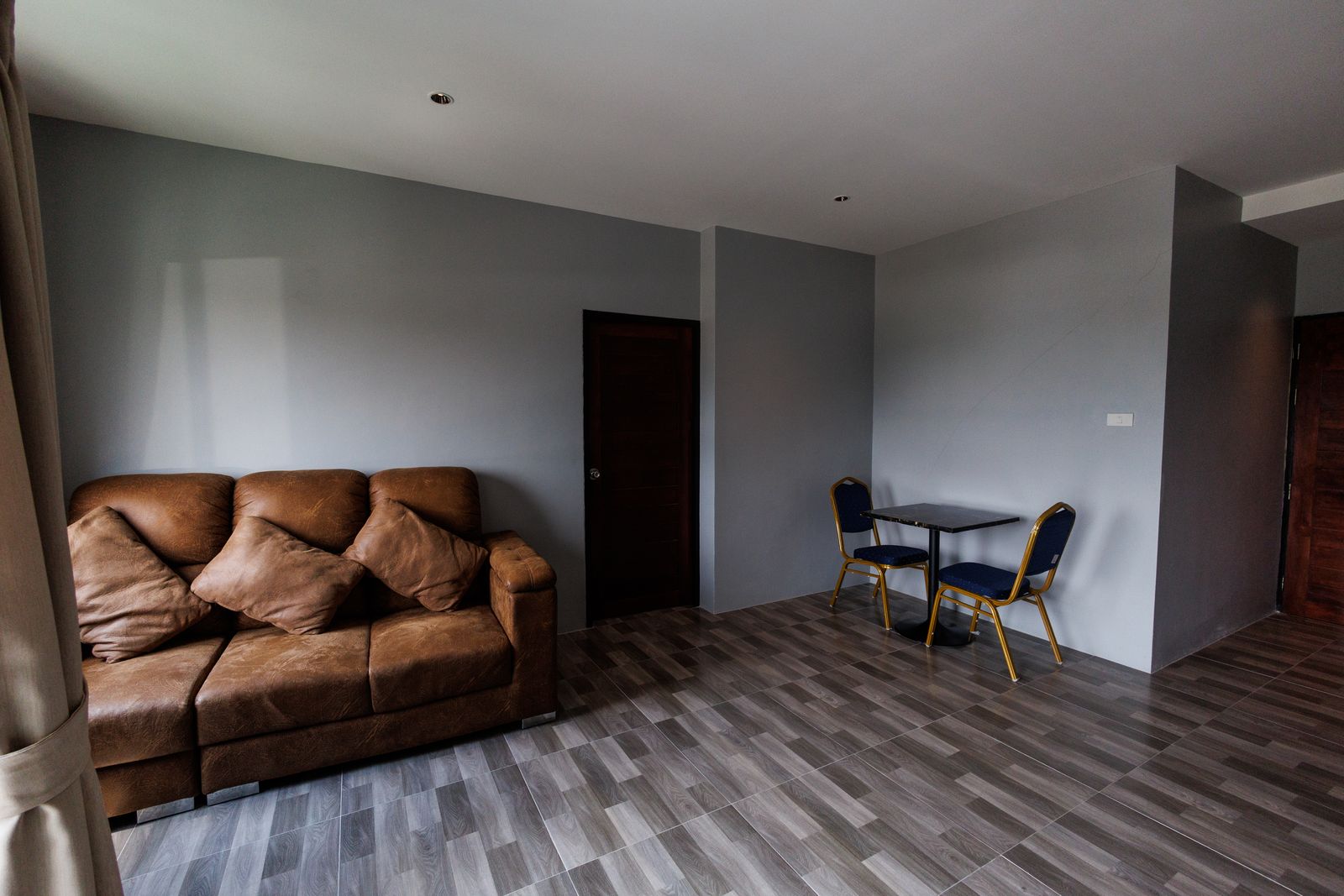 Leather sofa and dining table